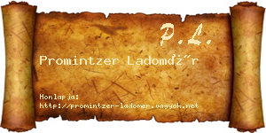 Promintzer Ladomér névjegykártya